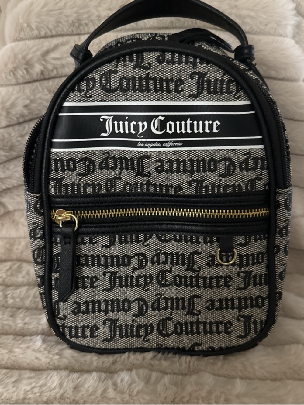 Juicy Couture Black and Cream Signature Mini Backpack